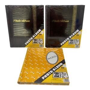 (LOT OF 3) Vintage Photo Albums Black Yellow Self Adhesive Pages 20 Pages KMART